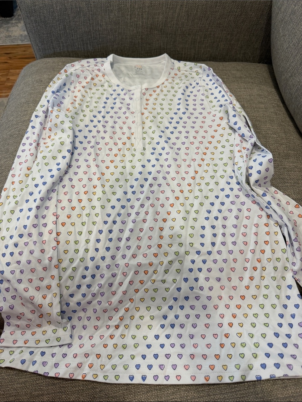 Long Sleeve Top with Rainbow Heart Print